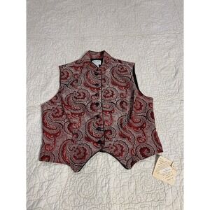 New Hobby Horse Red And Black Paisley Bandanna Print‎ Show Vest Size Large